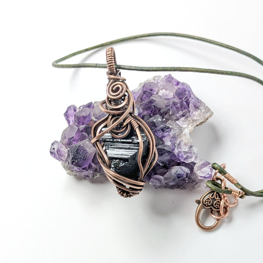Black Tourmaline Crystal Necklace