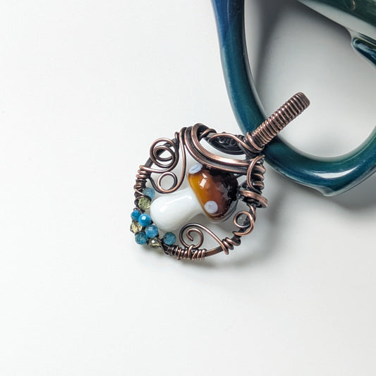 Blue and Green Mushroom Pendant