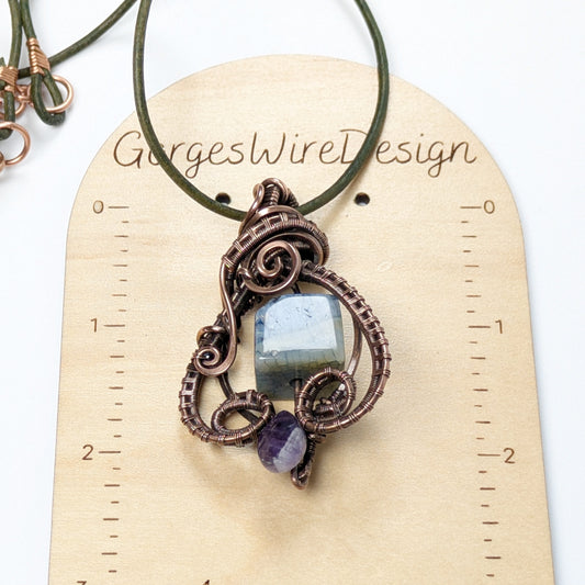 Spinning Gemstone Fidget Necklace with Amethyst
