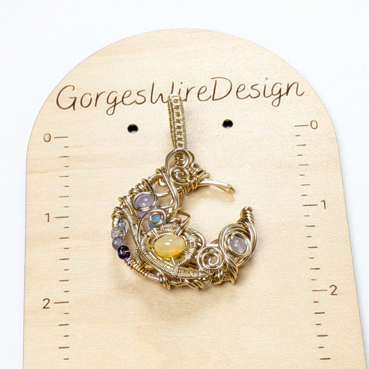 Fairy Purple and Gold Moon Pendant