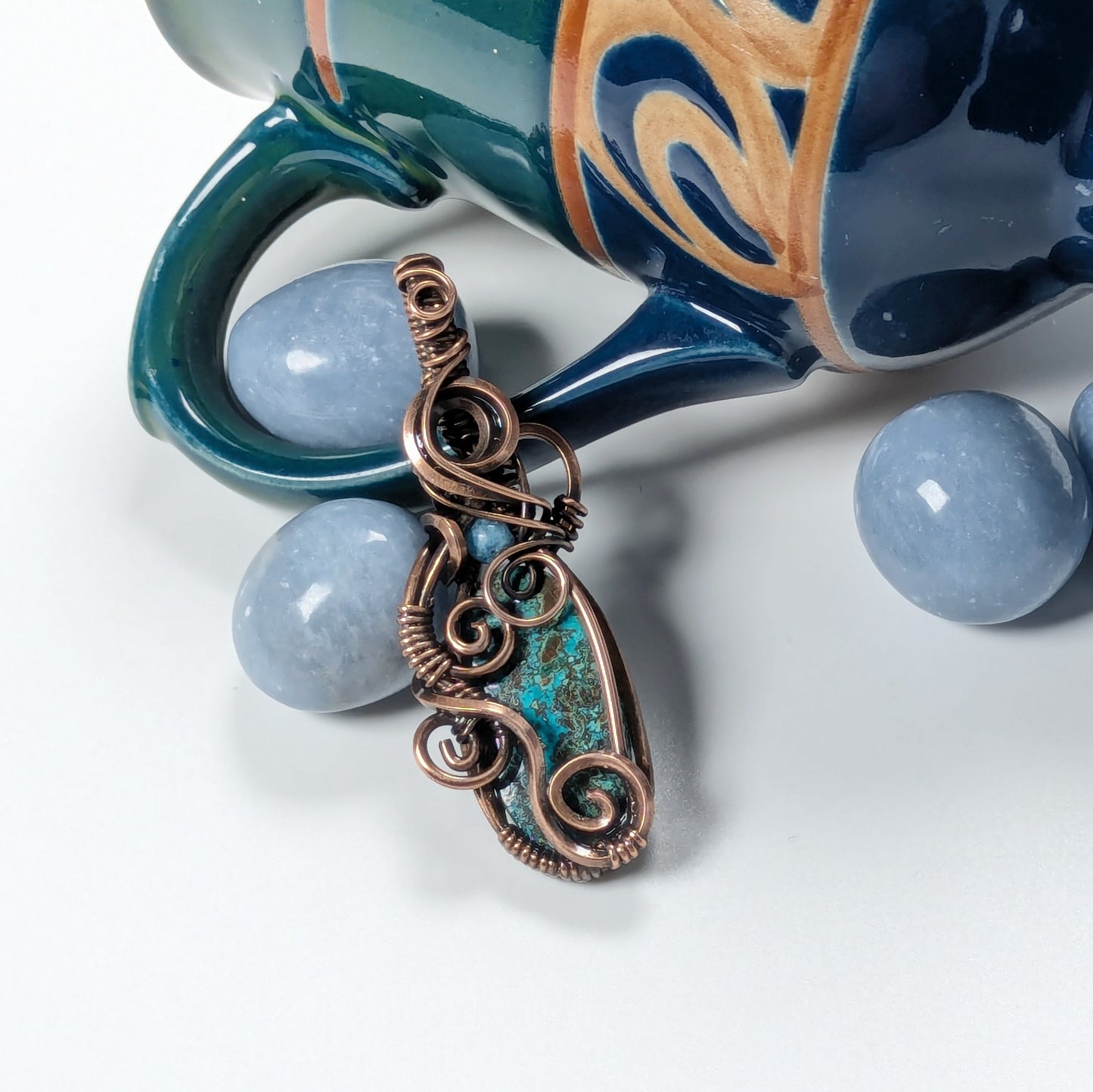 Swirly Shattukite Pendant in Copper