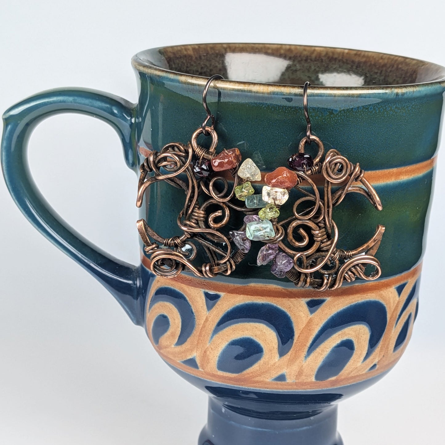 Rainbow Copper Moon Earrings