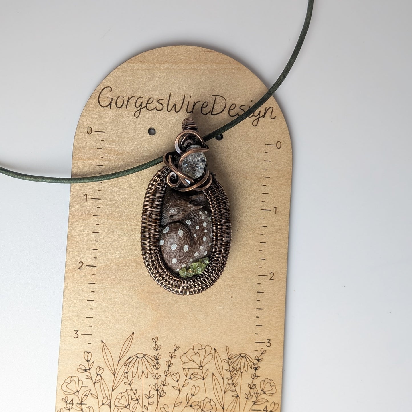 Fawn Necklace with Peridot and Herkimer Diamond