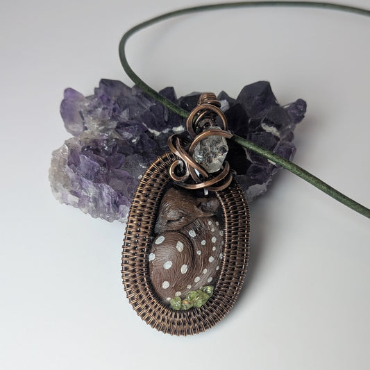 Fawn Necklace with Peridot and Herkimer Diamond