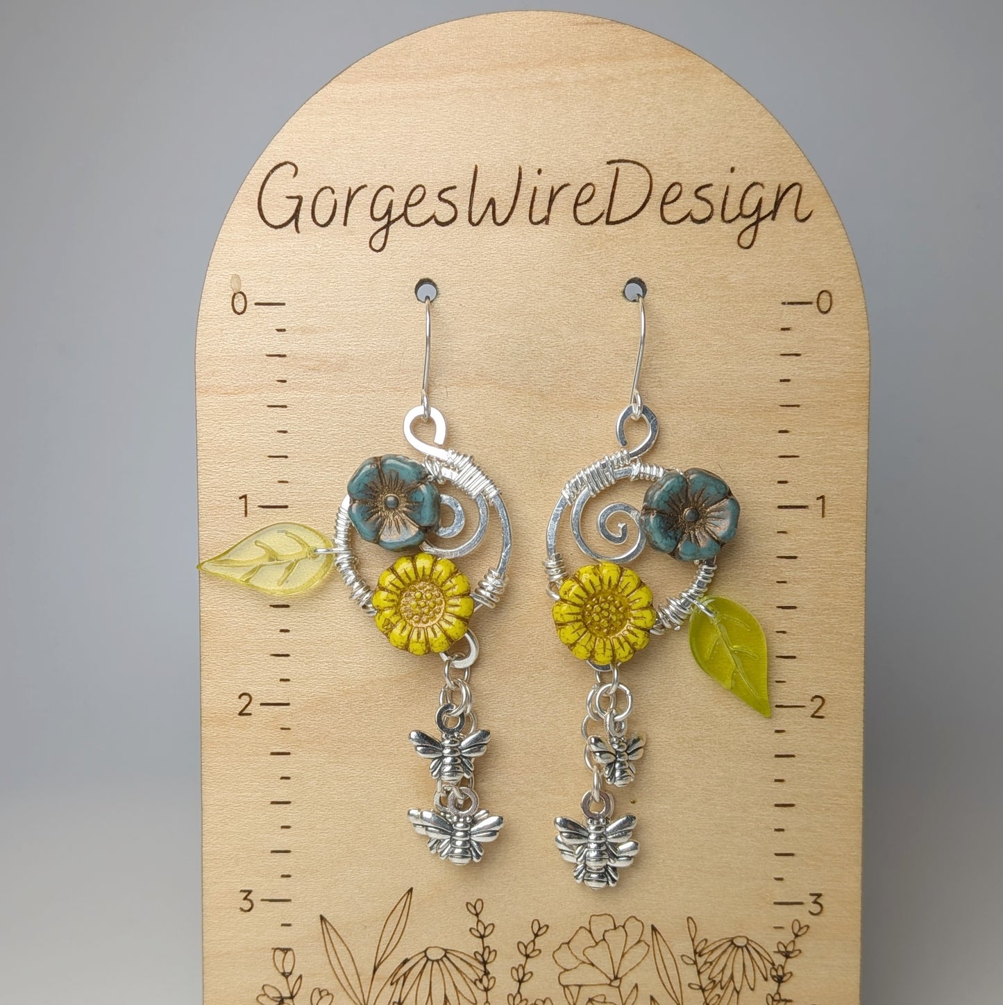 Yellow and Green Bee Swarm Earrings