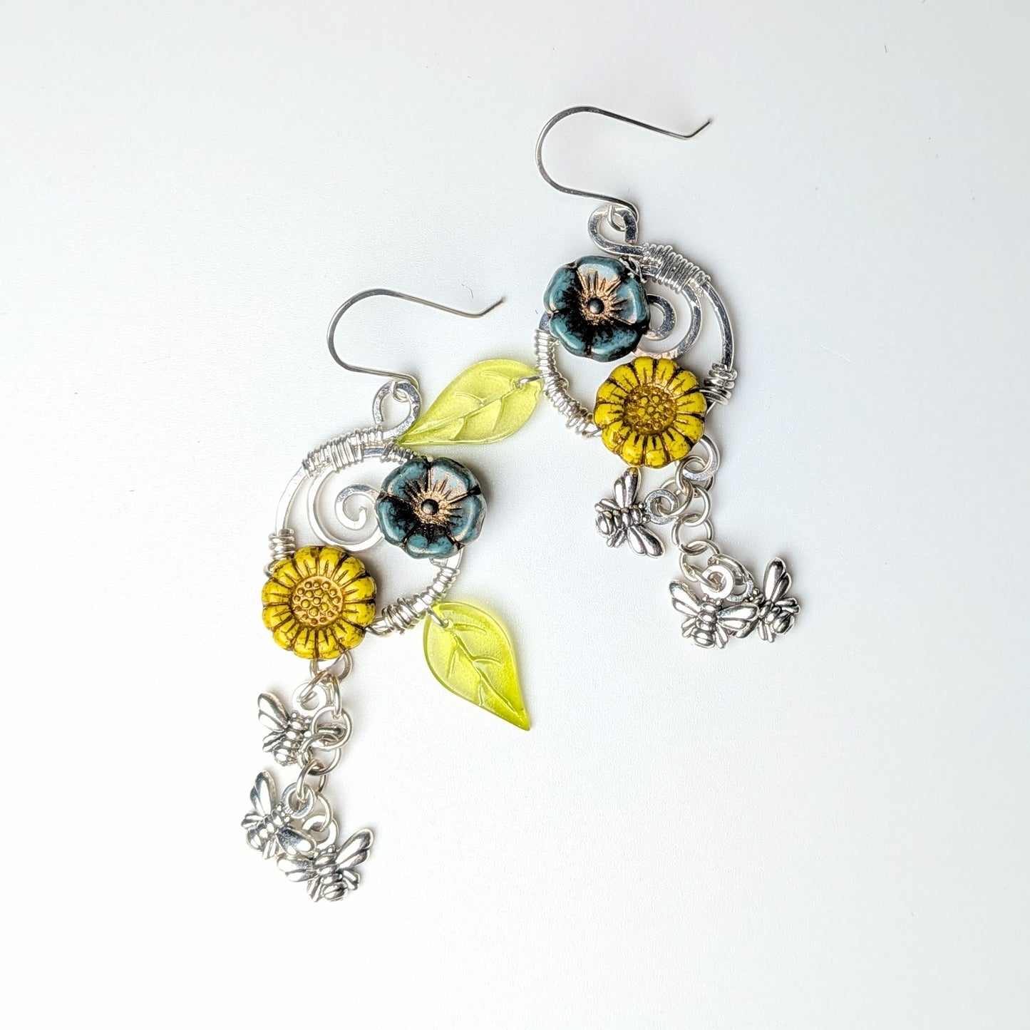 Yellow and Green Bee Swarm Earrings