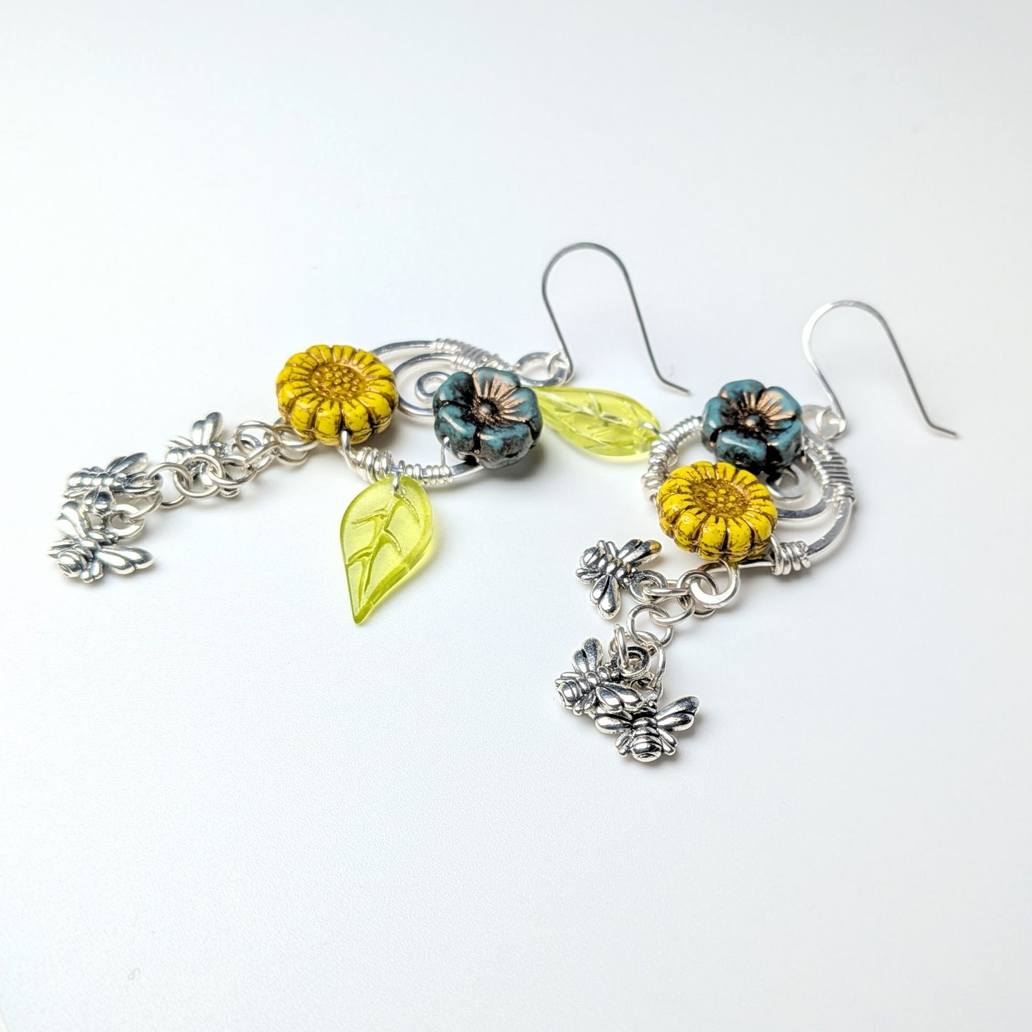 Yellow and Green Bee Swarm Earrings