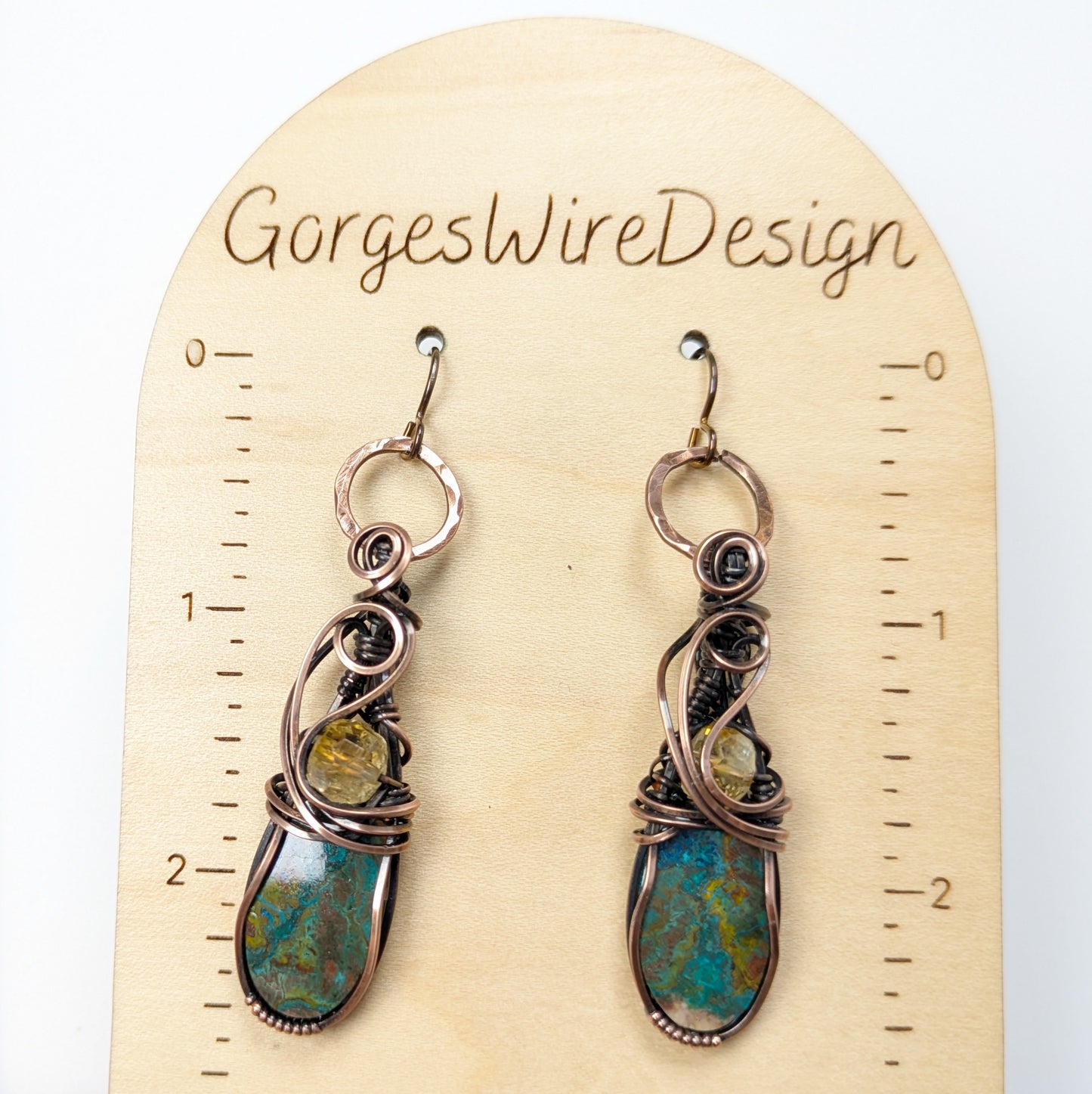Vivid Shattuckite and Citrine Drop Earrings