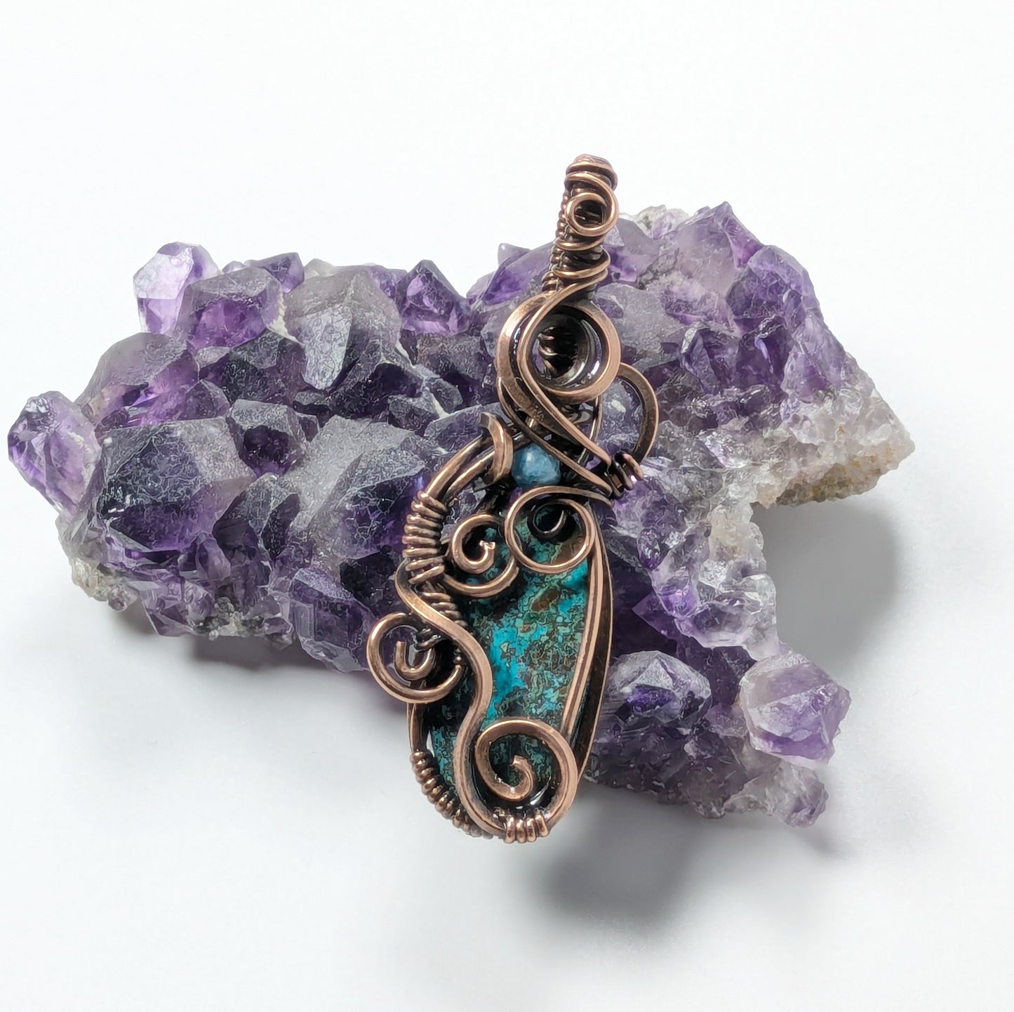 Swirly Shattukite Pendant in Copper