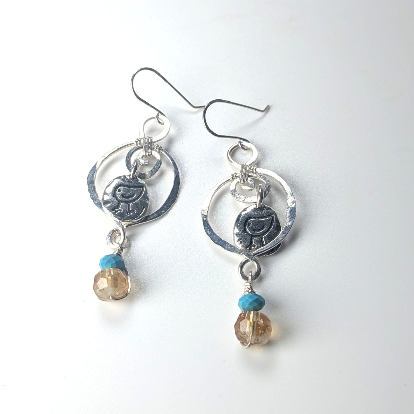 Minimalist Bird Earrings in Silver