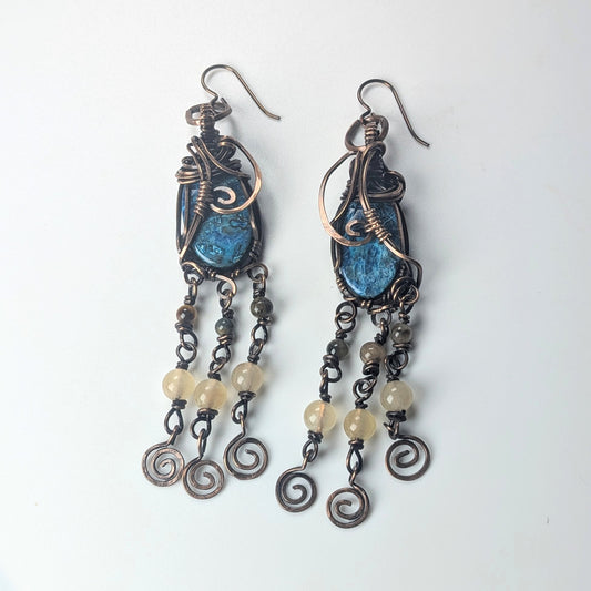Boho Shattuckite Dangle Earrings