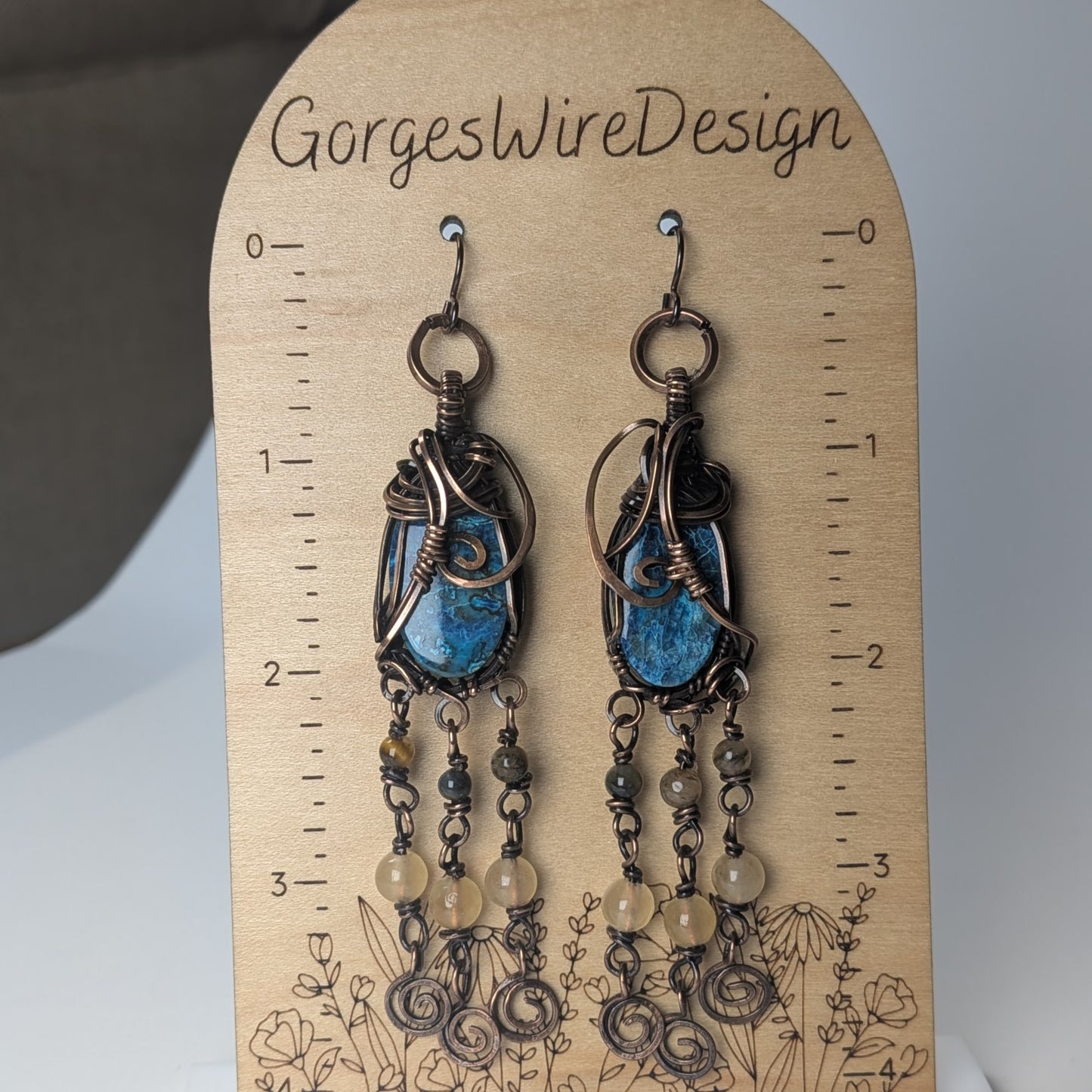 Boho Shattuckite Dangle Earrings
