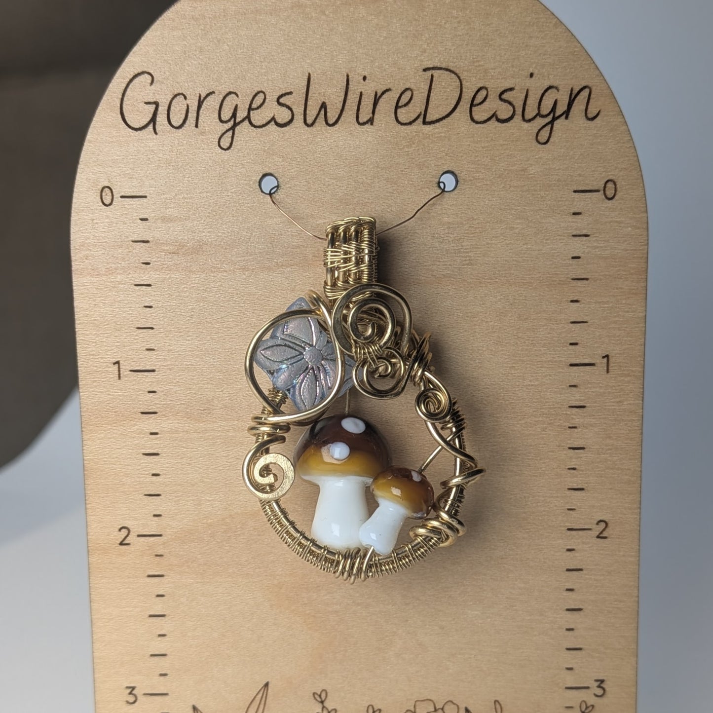 Brass Gold Double Mushroom Pendant