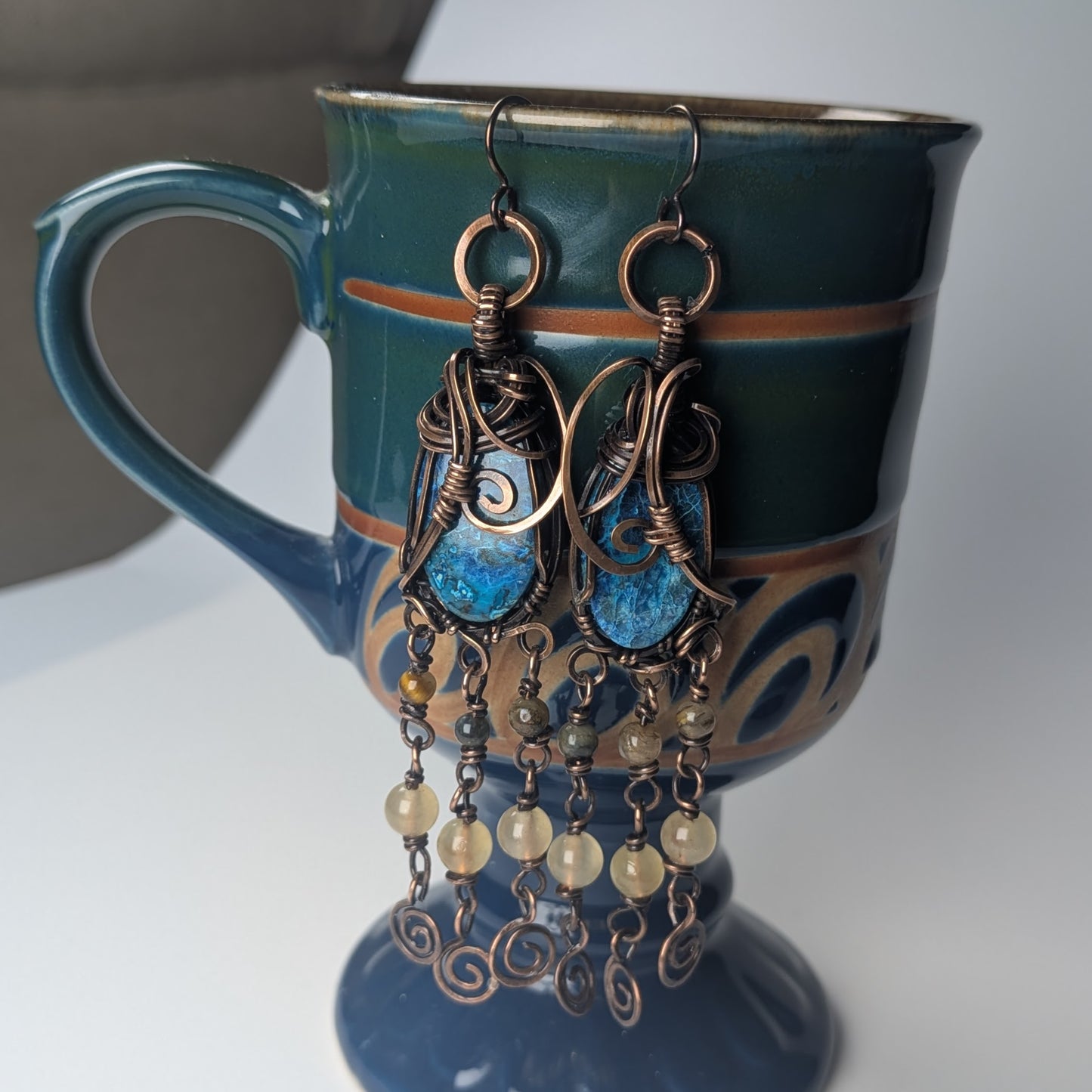 Boho Shattuckite Dangle Earrings