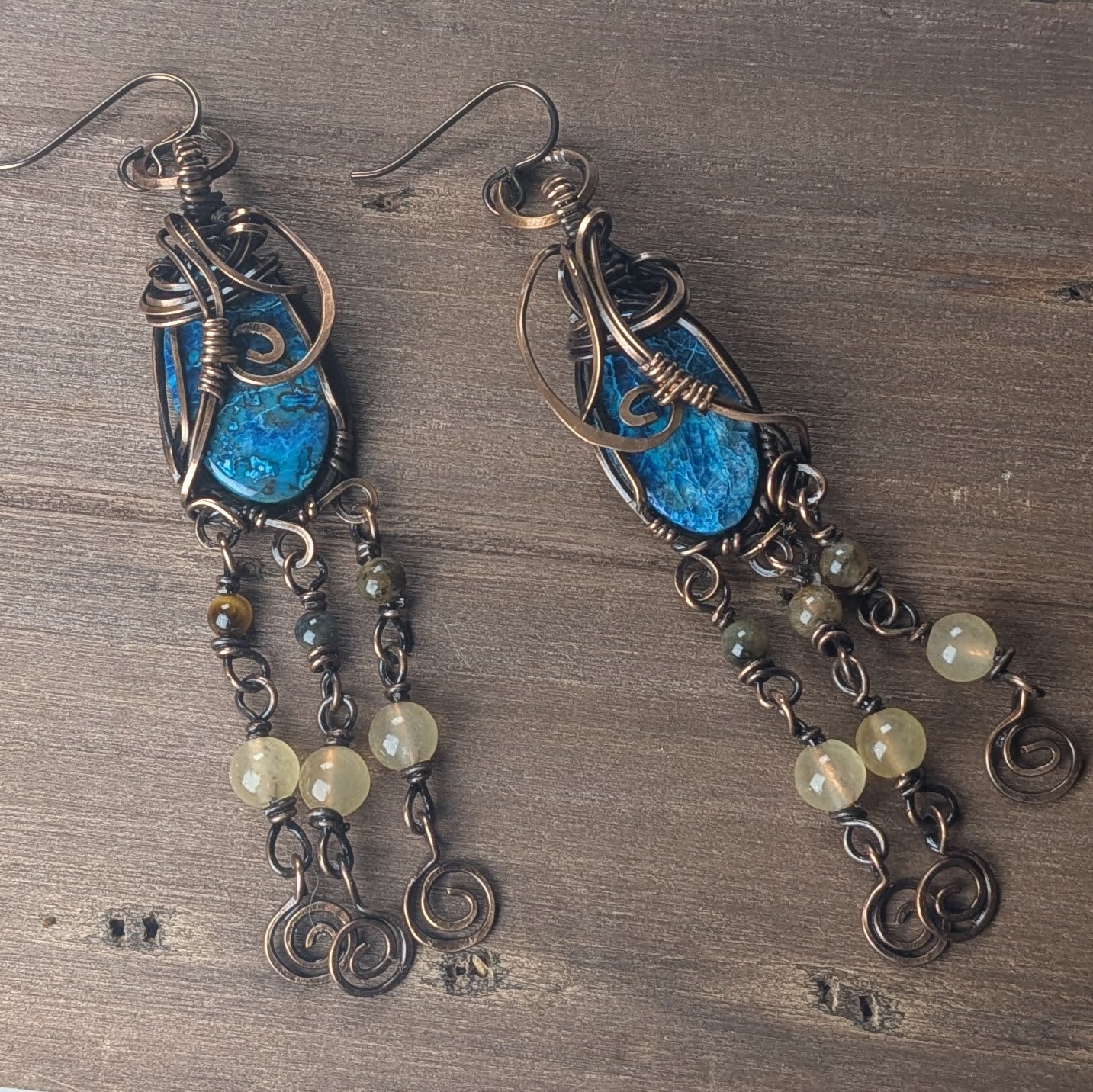 Boho Shattuckite Dangle Earrings