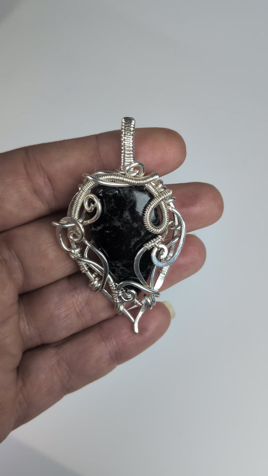 Black Tourmaline Pendant in Silver