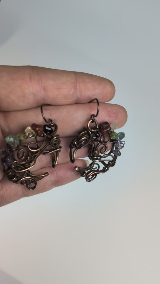 Rainbow Copper Moon Earrings