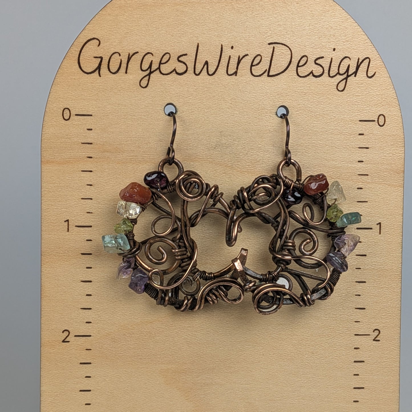 Rainbow Copper Moon Earrings