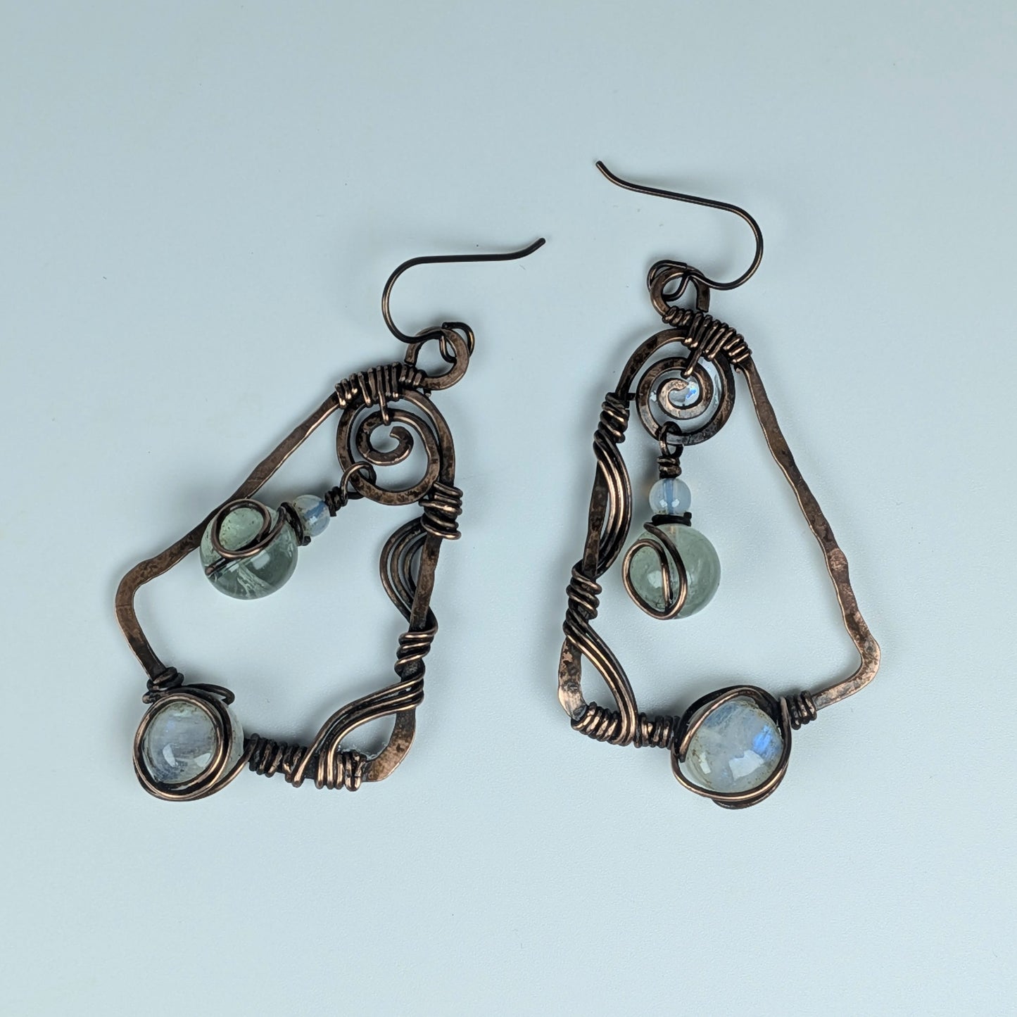 Rainbow Moonstone Dangle Earrings