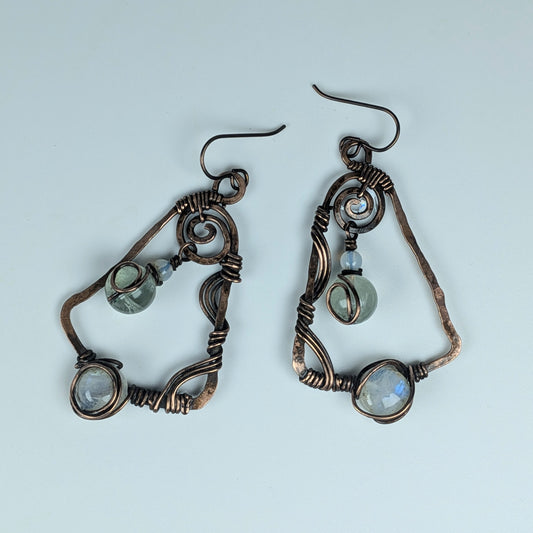 Rainbow Moonstone Dangle Earrings