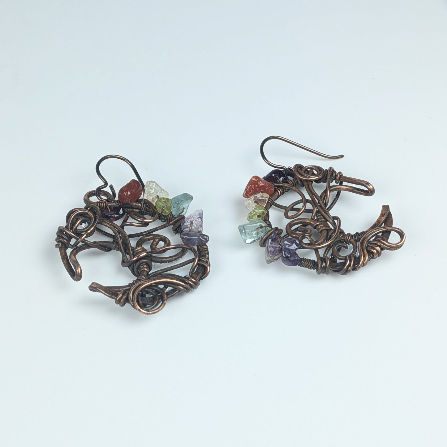 Rainbow Copper Moon Earrings